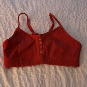 Pacsun ribbed athletic bra red orange (size small)